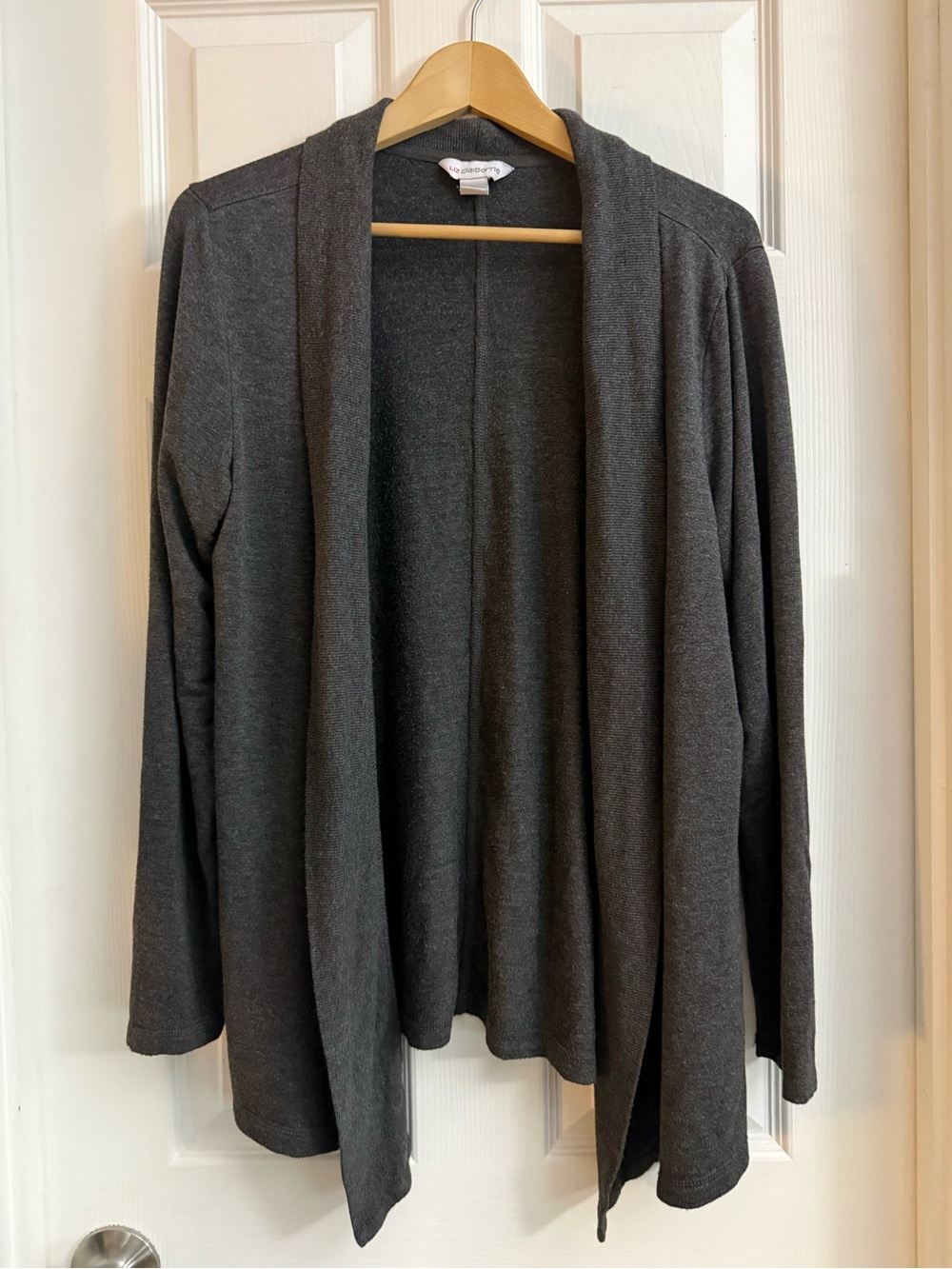 Liz Claiborne Dark Gray Open-Front Women's Cardigan